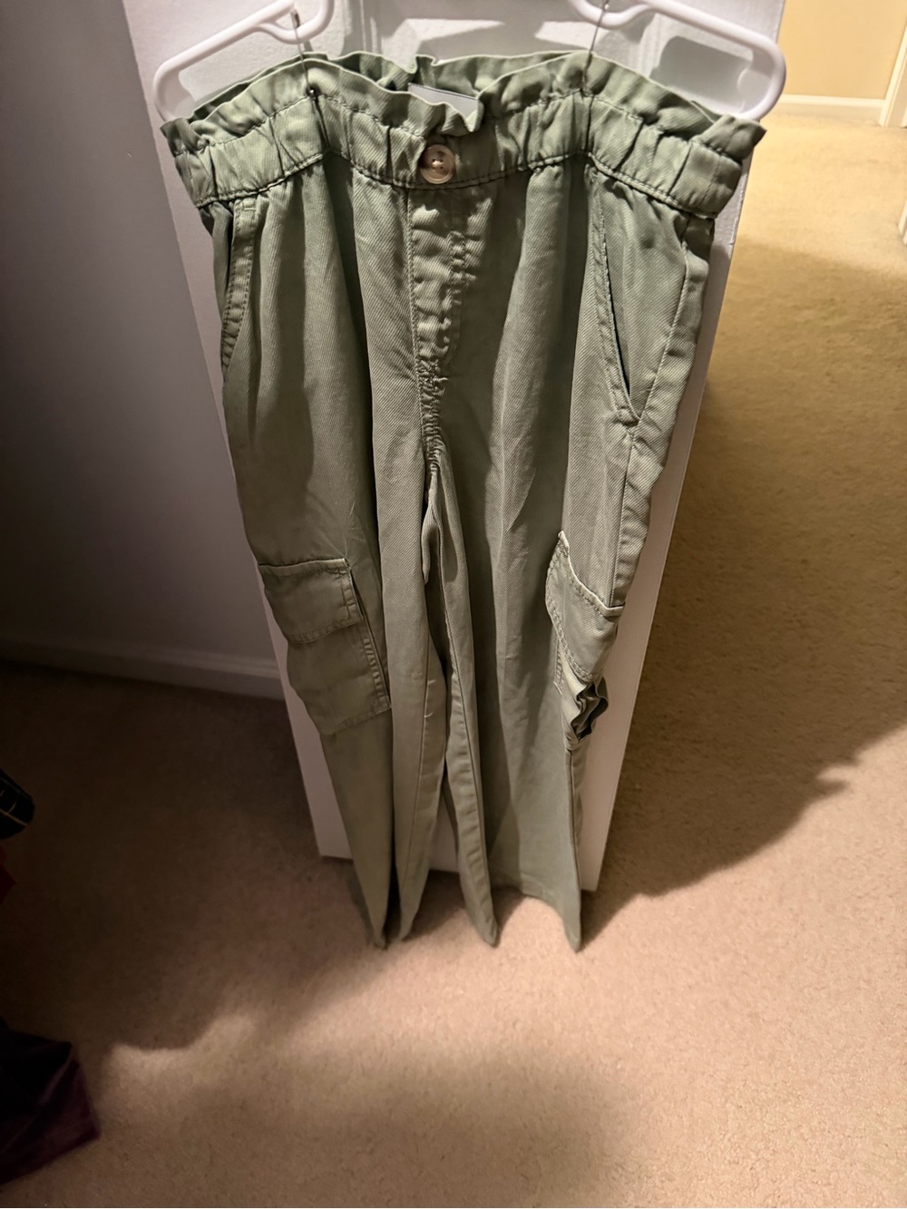 Cat & Jack Olive Green Paperbag Waist Cargo Pants